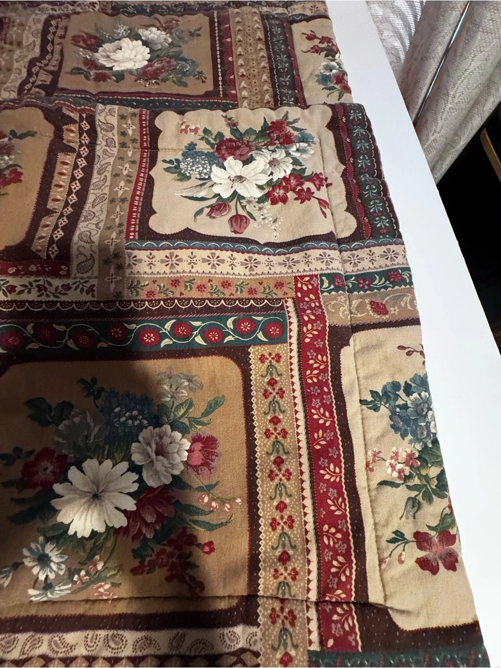 Lot of Two Floral Brown Standard Size Quilted Country Core Themed Pillow Shams
